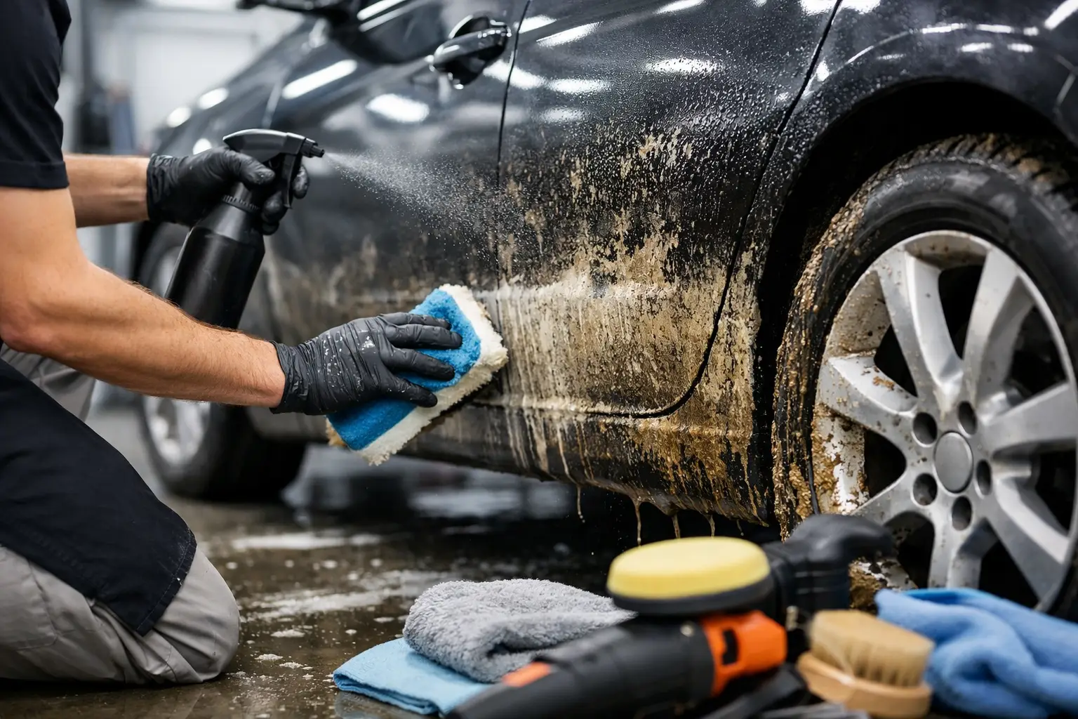 Fahrzeugaufbereitung bei hartnäckigen Verschmutzungen